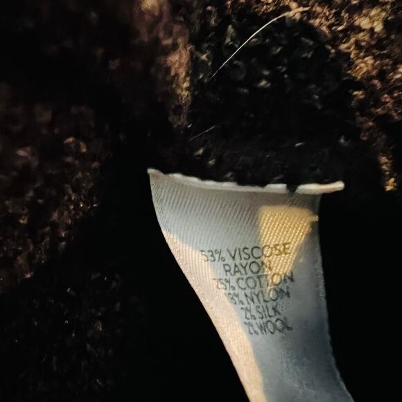 J Jill Heavy Knit Silk Wool Crewneck Sweater Loose Fit Floral Casual Black - XL - Picture 6 of 6